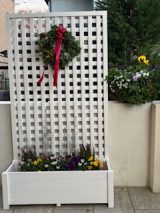 プランターボックス付き 特注ラティスフェンス匠 目隠し 縦横格子 ホワイト